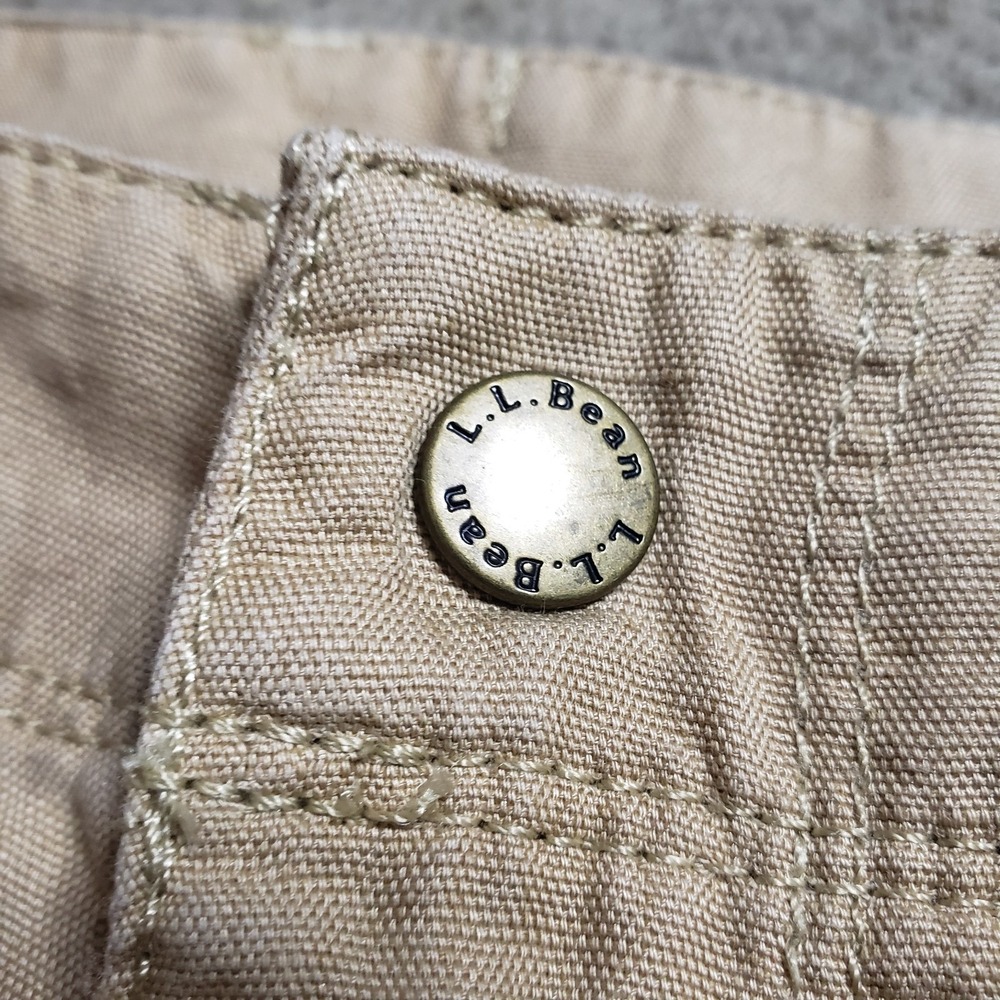 LL Bean Womens 14 Linen Blend Favorite Fit Cargo Pants Straight Leg 35" x 30" - Picture 6 of 10